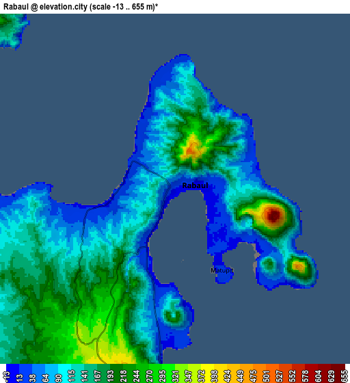 Zoom OUT 2x Rabaul, Papua New Guinea elevation map