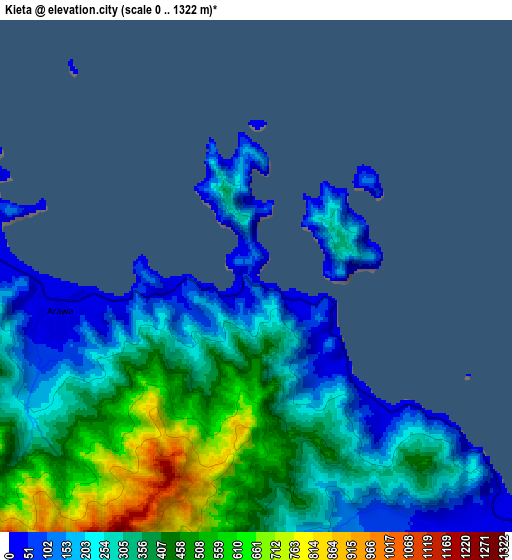 Zoom OUT 2x Kieta, Papua New Guinea elevation map