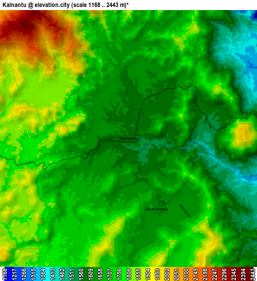 Zoom OUT 2x Kainantu, Papua New Guinea elevation map