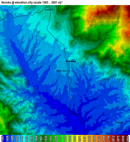 Zoom OUT 2x Goroka, Papua New Guinea elevation map