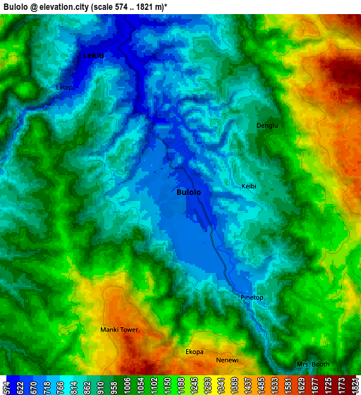 Zoom OUT 2x Bulolo, Papua New Guinea elevation map