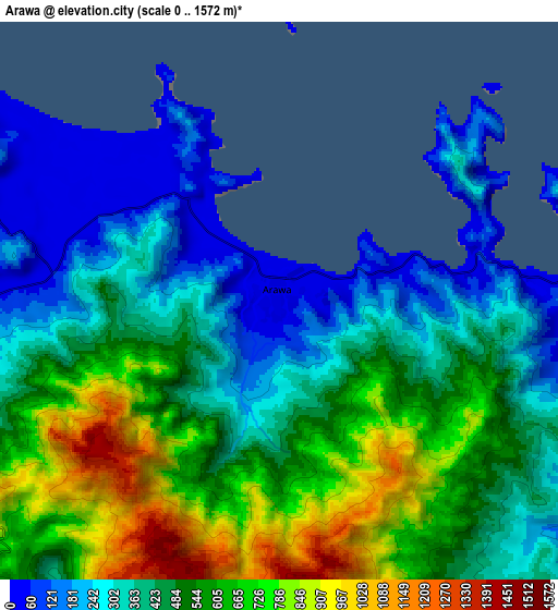 Zoom OUT 2x Arawa, Papua New Guinea elevation map