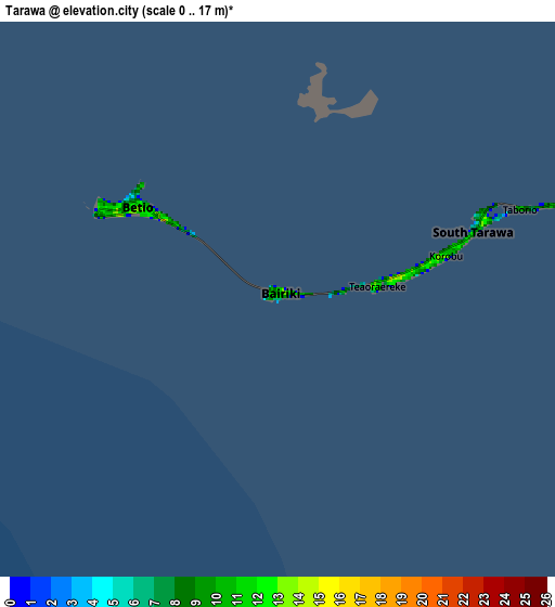 Zoom OUT 2x Tarawa, Kiribati elevation map