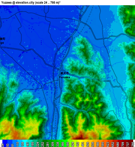 Zoom OUT 2x Yuzawa, Japan elevation map