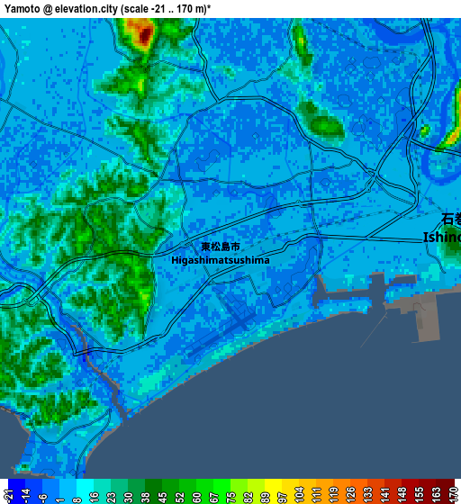 Zoom OUT 2x Yamoto, Japan elevation map