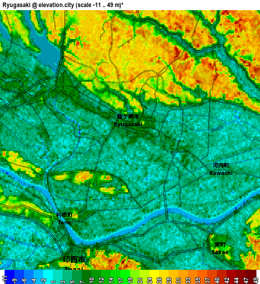 Zoom OUT 2x Ryūgasaki, Japan elevation map