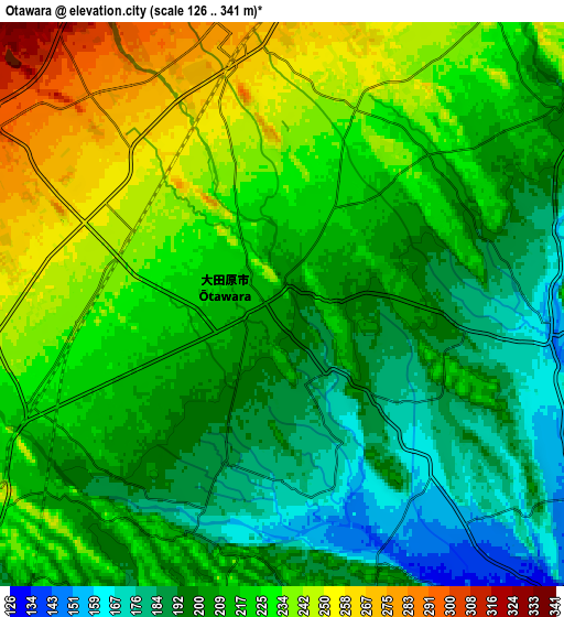 Zoom OUT 2x Ōtawara, Japan elevation map