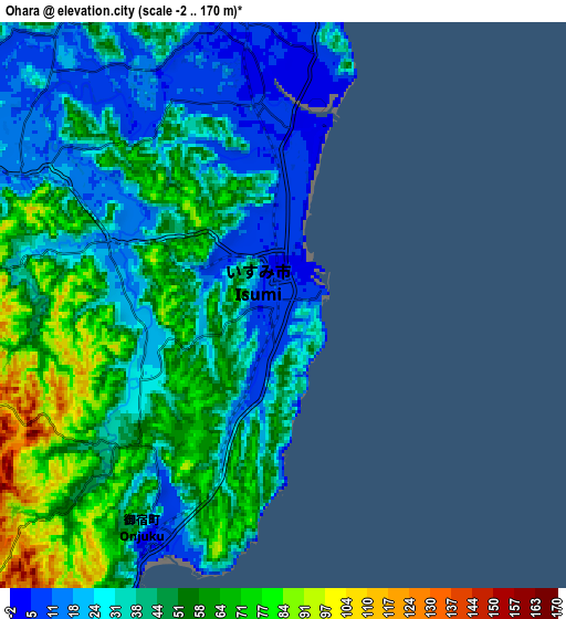 Zoom OUT 2x Ōhara, Japan elevation map