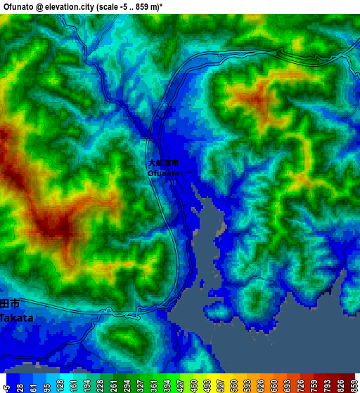 Zoom OUT 2x Ōfunato, Japan elevation map