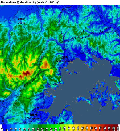 Zoom OUT 2x Matsushima, Japan elevation map