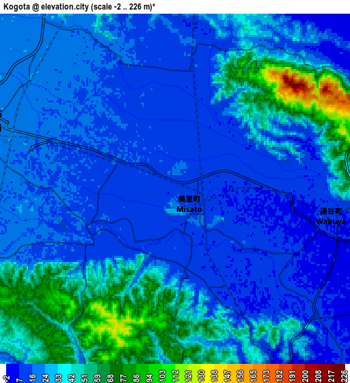 Zoom OUT 2x Kogota, Japan elevation map