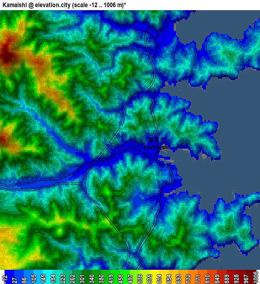 Zoom OUT 2x Kamaishi, Japan elevation map