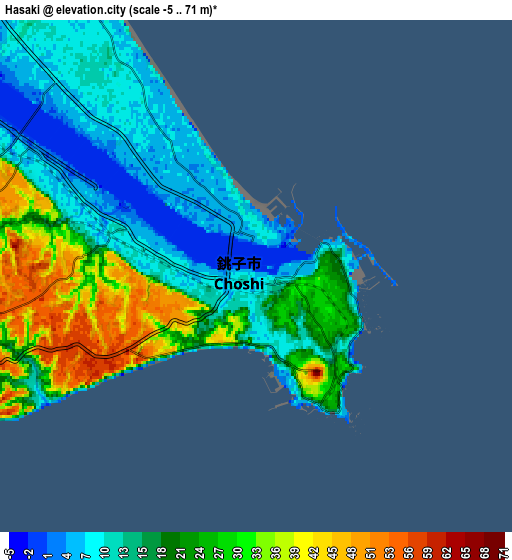 Zoom OUT 2x Hasaki, Japan elevation map