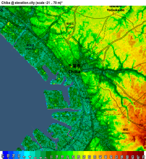 Zoom OUT 2x Chiba, Japan elevation map