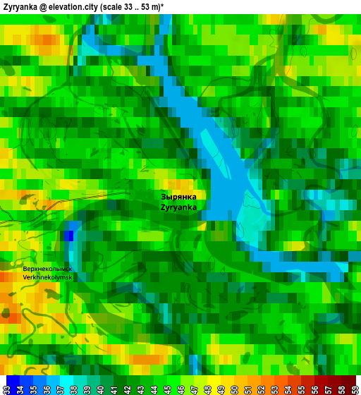 Zoom OUT 2x Zyryanka, Russia elevation map