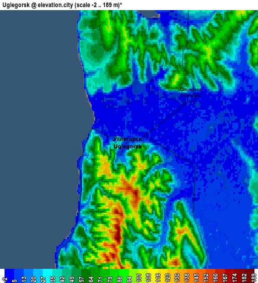 Zoom OUT 2x Uglegorsk, Russia elevation map