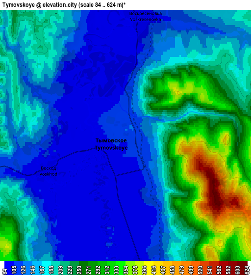 Zoom OUT 2x Tymovskoye, Russia elevation map