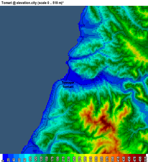 Zoom OUT 2x Tomari, Russia elevation map