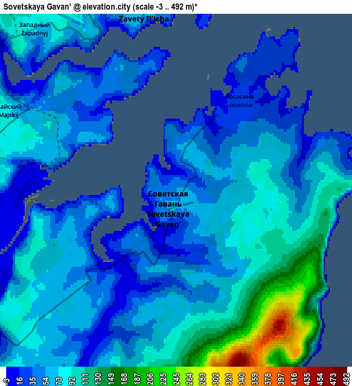 Zoom OUT 2x Sovetskaya Gavan’, Russia elevation map