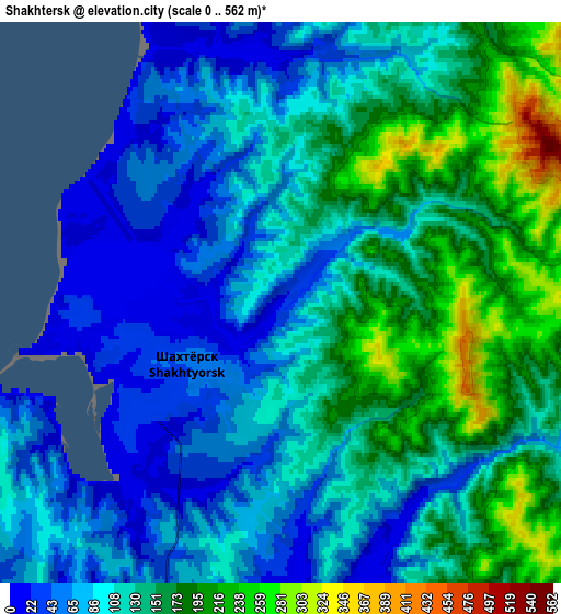 Zoom OUT 2x Shakhtersk, Russia elevation map