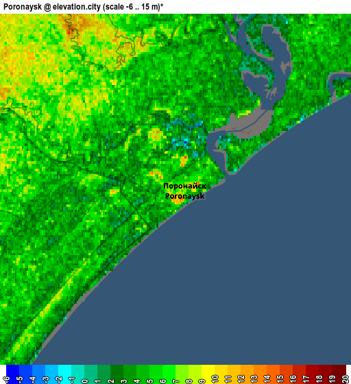 Zoom OUT 2x Poronaysk, Russia elevation map