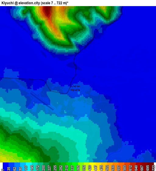 Zoom OUT 2x Klyuchi, Russia elevation map