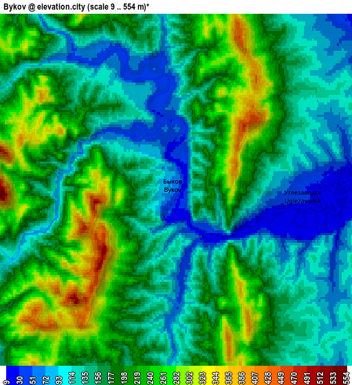 Zoom OUT 2x Bykov, Russia elevation map