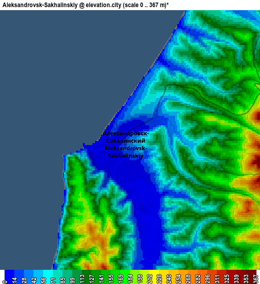 Zoom OUT 2x Aleksandrovsk-Sakhalinskiy, Russia elevation map