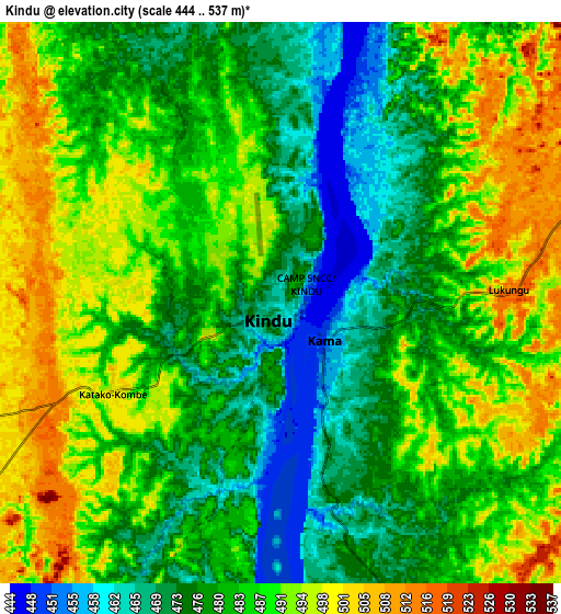 Zoom OUT 2x Kindu, Democratic Republic of the Congo elevation map