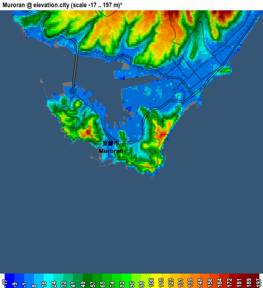 Zoom OUT 2x Muroran, Japan elevation map