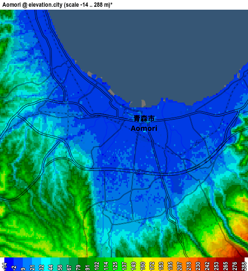 Zoom OUT 2x Aomori, Japan elevation map