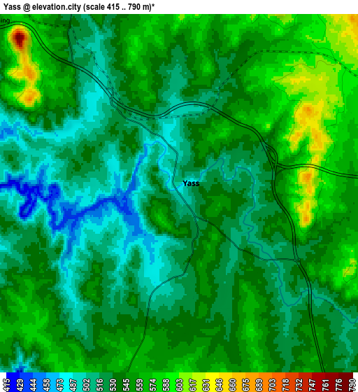 Zoom OUT 2x Yass, Australia elevation map