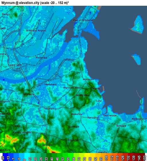 Zoom OUT 2x Wynnum, Australia elevation map