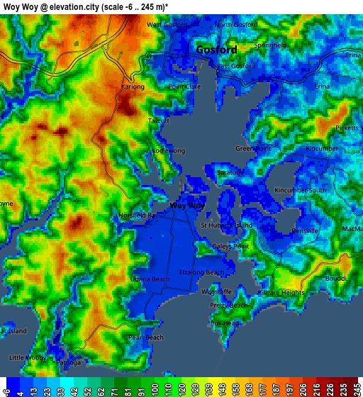 Zoom OUT 2x Woy Woy, Australia elevation map