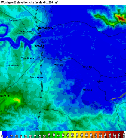 Zoom OUT 2x Worrigee, Australia elevation map