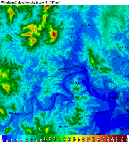 Zoom OUT 2x Wingham, Australia elevation map