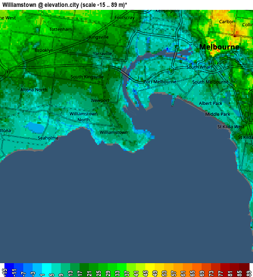 Zoom OUT 2x Williamstown, Australia elevation map