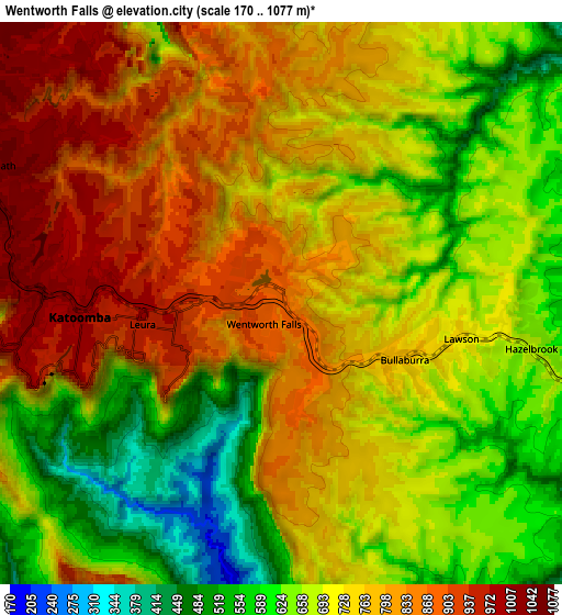 Zoom OUT 2x Wentworth Falls, Australia elevation map