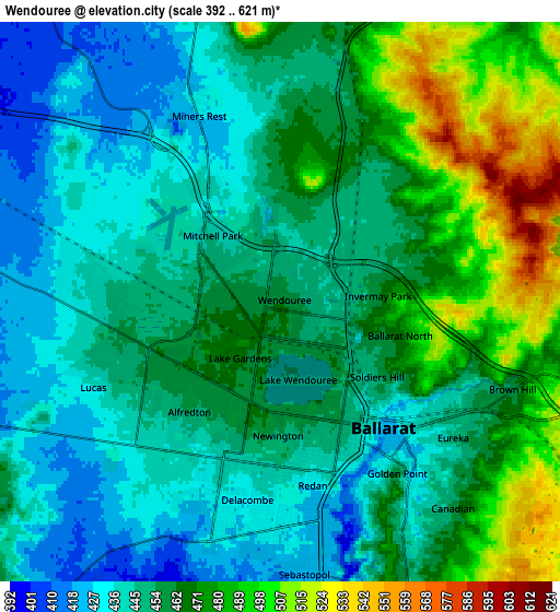 Zoom OUT 2x Wendouree, Australia elevation map