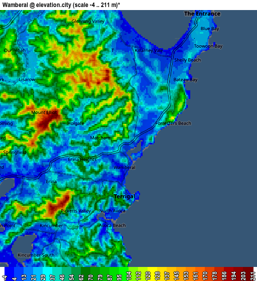 Zoom OUT 2x Wamberal, Australia elevation map