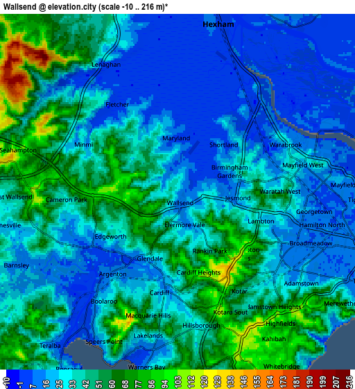 Zoom OUT 2x Wallsend, Australia elevation map