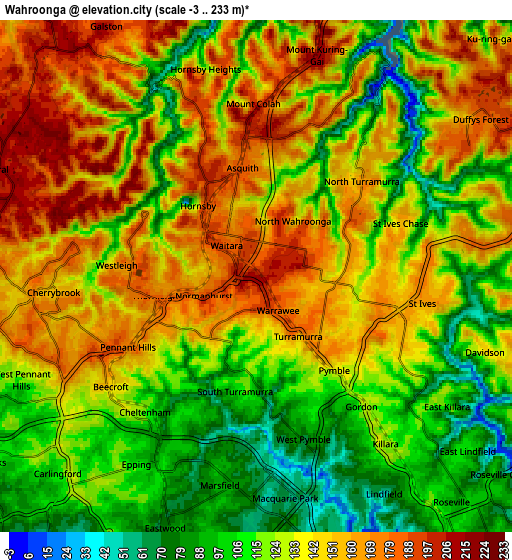 Zoom OUT 2x Wahroonga, Australia elevation map