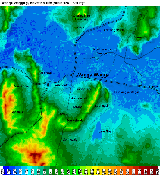 Zoom OUT 2x Wagga Wagga, Australia elevation map