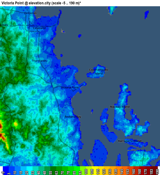 Zoom OUT 2x Victoria Point, Australia elevation map