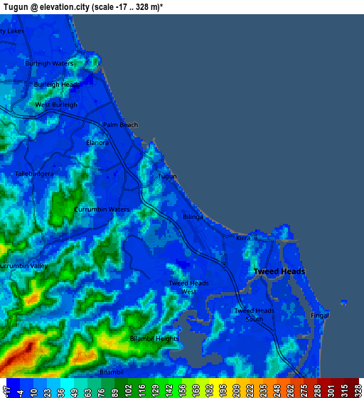 Zoom OUT 2x Tugun, Australia elevation map