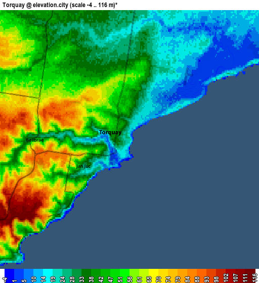 Zoom OUT 2x Torquay, Australia elevation map