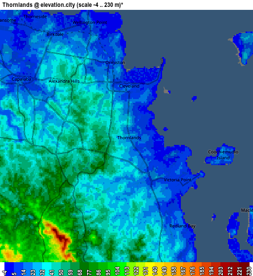 Zoom OUT 2x Thornlands, Australia elevation map