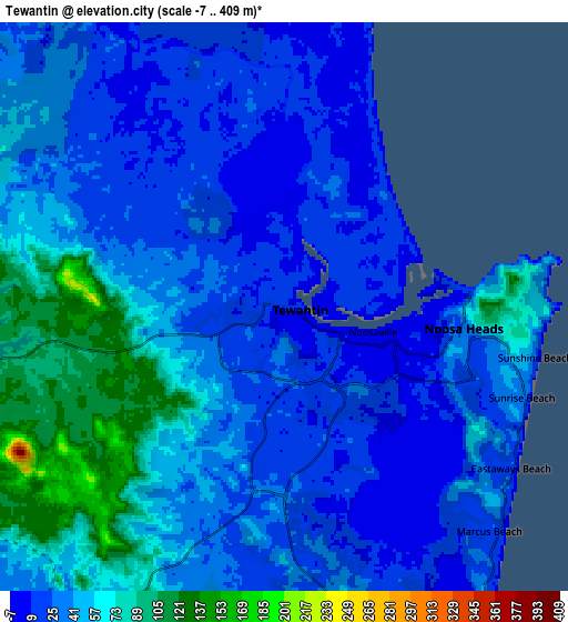 Zoom OUT 2x Tewantin, Australia elevation map