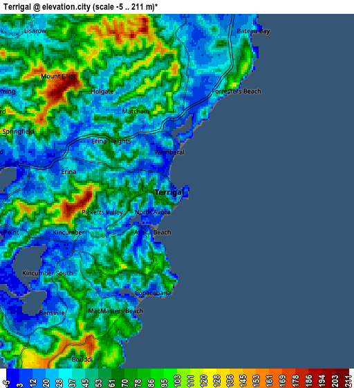 Zoom OUT 2x Terrigal, Australia elevation map