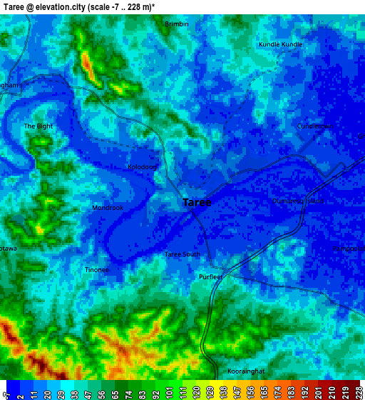 Zoom OUT 2x Taree, Australia elevation map